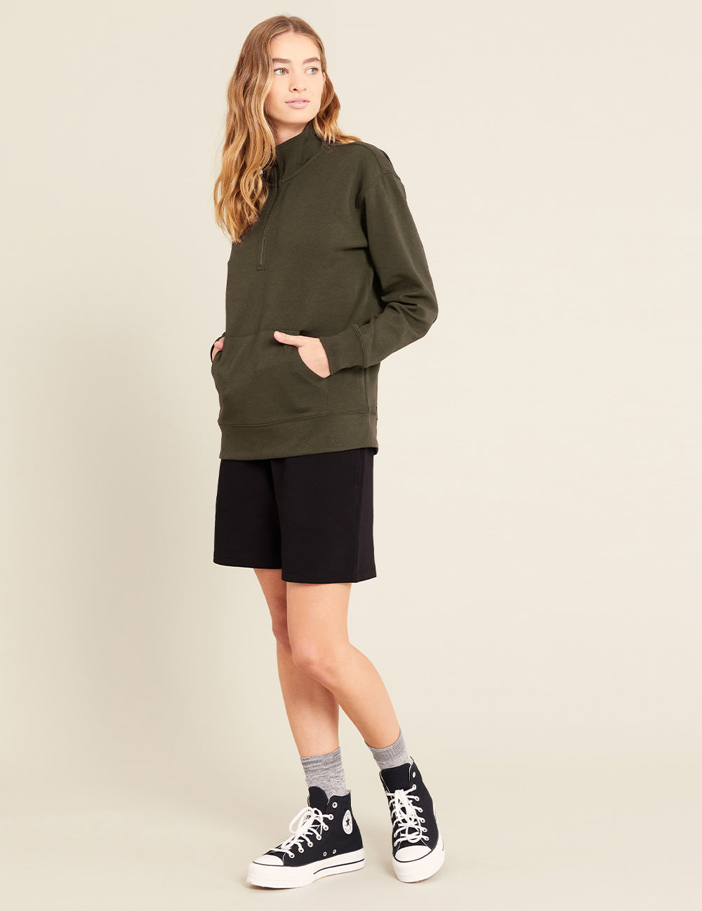 B10959_DARK OLIVE_Unisex Quarter Zip Sweater_5.jpg