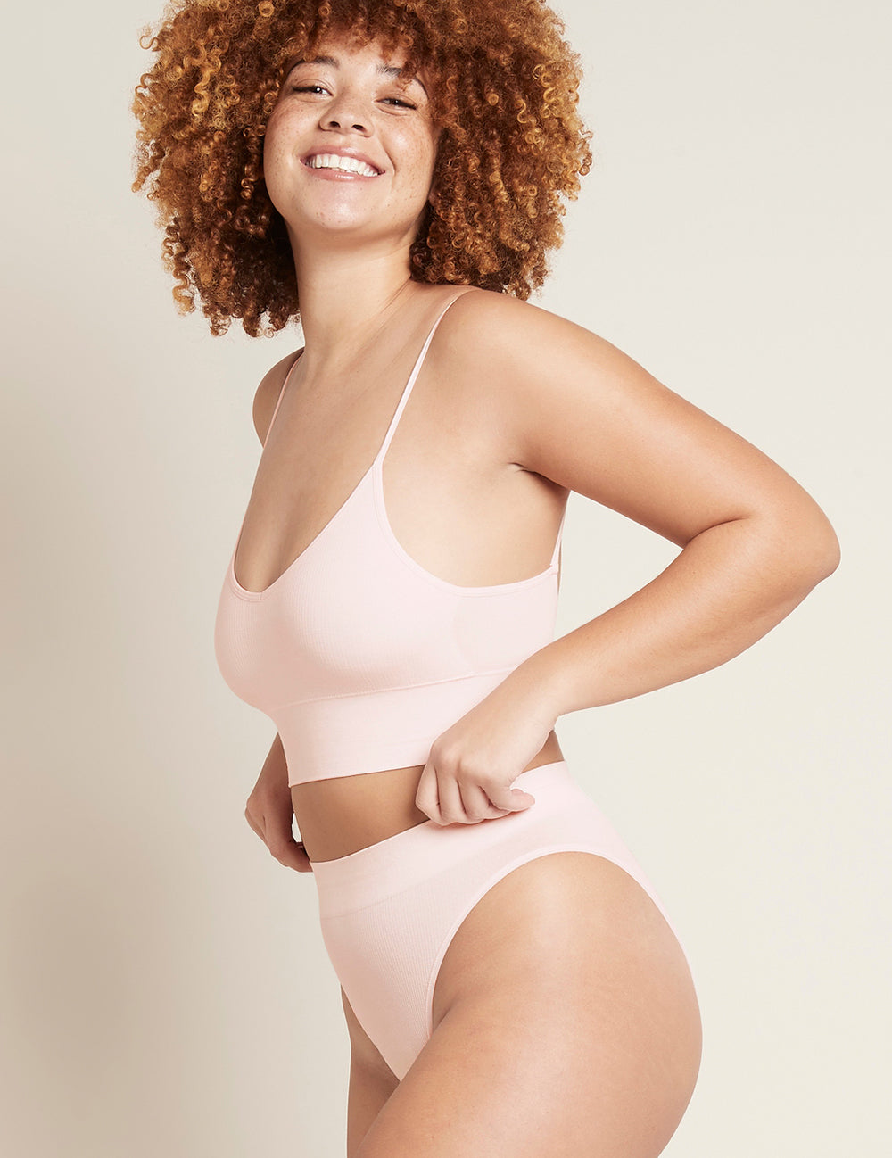 LYOLYTE Ribbed Low Back Bra Powder Pink